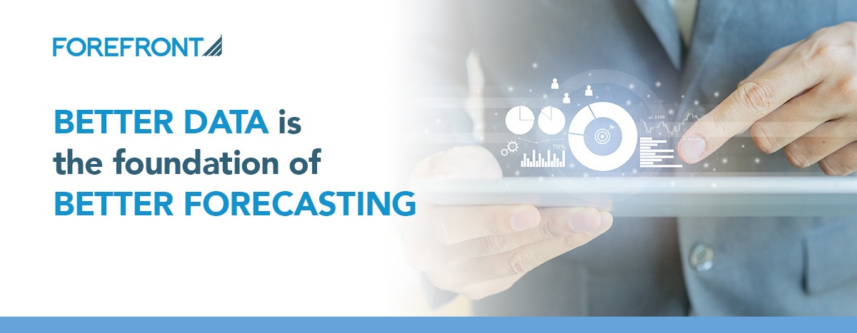 A banner image with the text "ForeFront: Better Data is the foundation of better forecasting". The color scheme is blue.