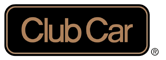 A black logo with tan text for the company Club Car.