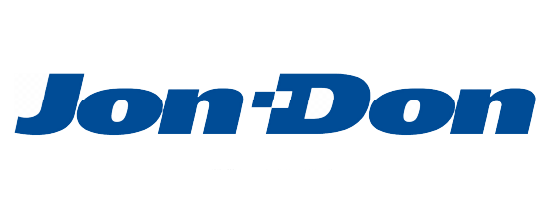 A blue logo for the company Jon Don.