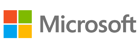 A logo for the company Microsoft, with gray text and a colorful set of four squares on the right. The squares are red, green, yellow, and blue.