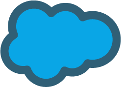 A blue cloud icon outlined in a darker blue color.