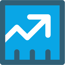 A square blue icon to represent Salesforce Sales Cloud with a white arrow pointing up and to the right.