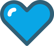 A heart icon with a light blue center and a darker blue outline.