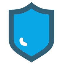 A shield icon, outlined in dark blue with a lighter blue center.