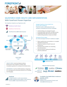 A screenshot of ForeFront's Home Health offerings.