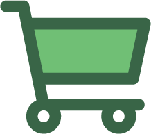 CommerceCloud Green outline of a shopping card with handles to the left